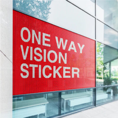 One way vision window sticker for shop glass branding