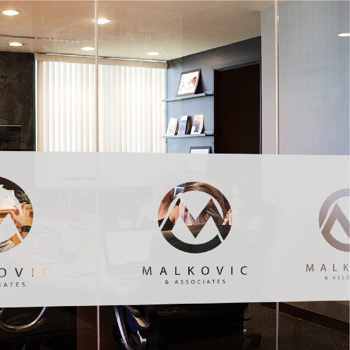 Custom frosted window film with company logo
