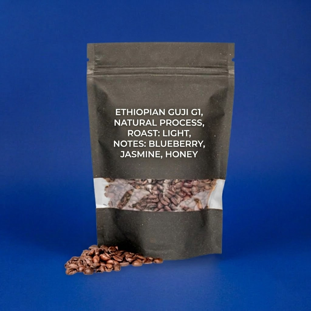 Custom branded stand-up pouch for snacks, coffee, tea, and dry fruits.